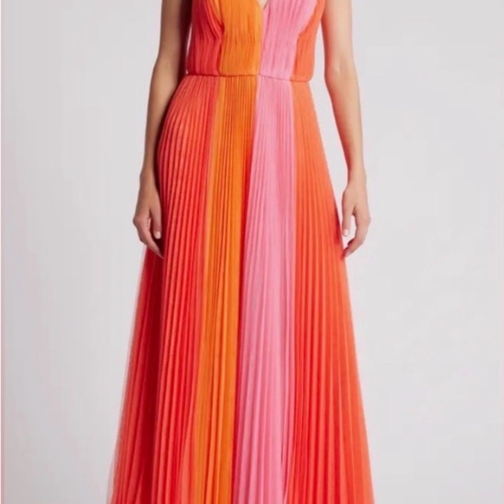 Hutch Pink and Orange Pleated Maxi Dress - Picture 2 of 10